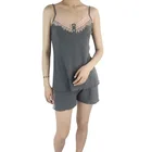 Autumn Sexy Women Casual Pajamas Evening Dress With deep lace v neck pyjama summer fashion woman sleepwear