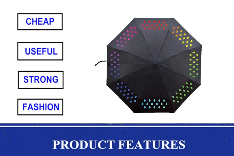 bright color 3 fold rain umbrella