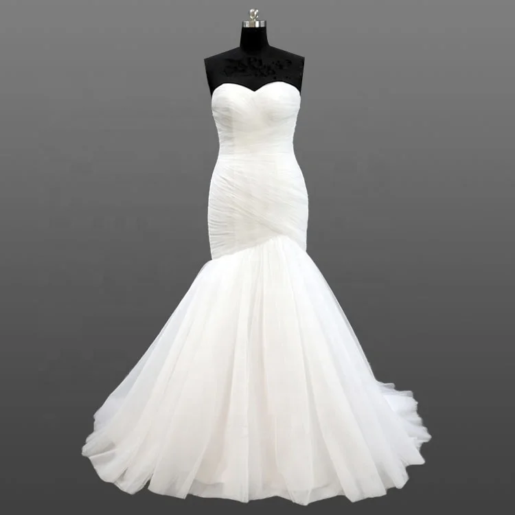 Cheap Price Mermaid Wedding Dresses Pleated Tulle Sleeveless
