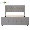 Home furniture bedroom bed wood frame headboard set, UK hot selling king size tufting upholstery bed