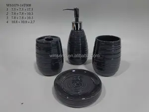 factory directly ceramic solid black bath gift set for hotel