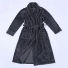 cheap price 100% polyester shawl collar jacquard flannel plush mens robe bathrobe