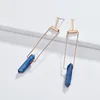 Gold Plated Blue Irregular Natural Stone Drop Earrings
