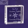 Snowflake Engraved Personalized Glass Cube for Baby First Christmas Gifts