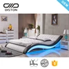 Foshan Shunde furniture market deluxe modern leather bed with led light