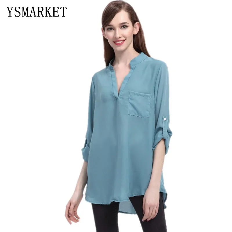 S-5XL 9 Color Autumn Plus Size Blouses Shirts For Women V Neck Long Sleeve Pocket Loose Chiffon Shirt Fashion Tops Ladies Wear
S-5XL 9 Color Autumn Plus Size Blouses Shirts For Women V Neck Long Sleeve Pocket Loose Chiffon Shirt Fashion Tops Ladies Wear