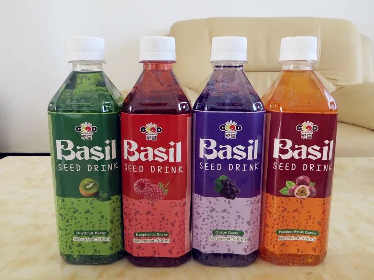 new basil seed drink with passion fruit flavor 500ml