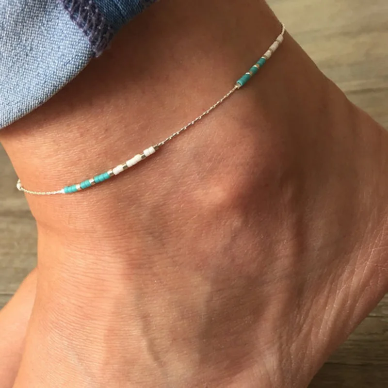 European and American New Products Color Bead Anklet Beads Silver Multicolor Daily Bohemian Beach Foot Chain, Green,white
European and American New Products Color Bead Anklet Beads Silver Multicolor Daily Bohemian Beach Foot Chain, Green,white