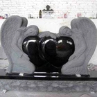 Headstone Beautiful Double Angel Heart Shaped Black Granite Headstone