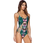 Wholesale Custom Top Quality Sublimation Printed Ladies Bandage One Piece Stripe Swimwear Bikini