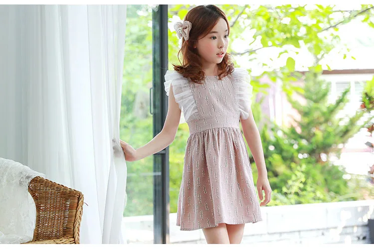 pink summer 2018 new party dresses for girls print sleeveless big girls princess dress clothes kids sundress teenagers clothing 5 6 7 8 9 10 11 12 13 14 15 years teenage girls cotton dresses for girls (15)