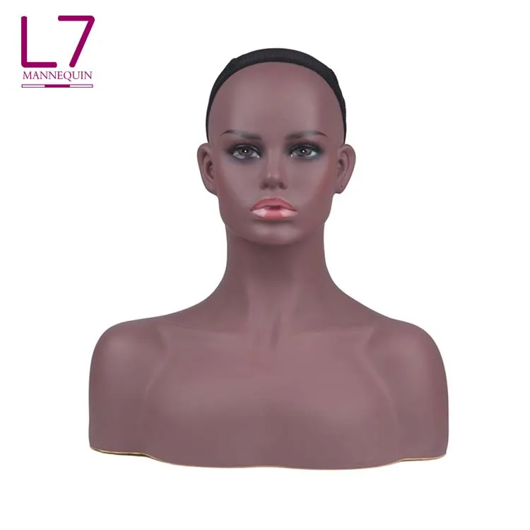 Wig Display African American Women Black Big Breast Half Body Female Mannequin Head With 2057