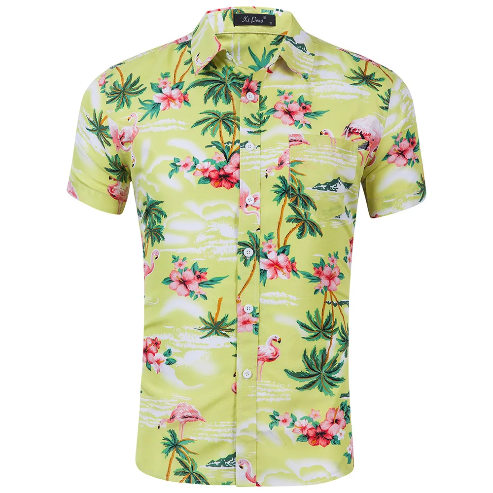 New men flamingos printing european and american size Hawaii short sleeve shirt with wholesale price, 7style
New men flamingos printing european and american size Hawaii short sleeve shirt with wholesale price, 7style