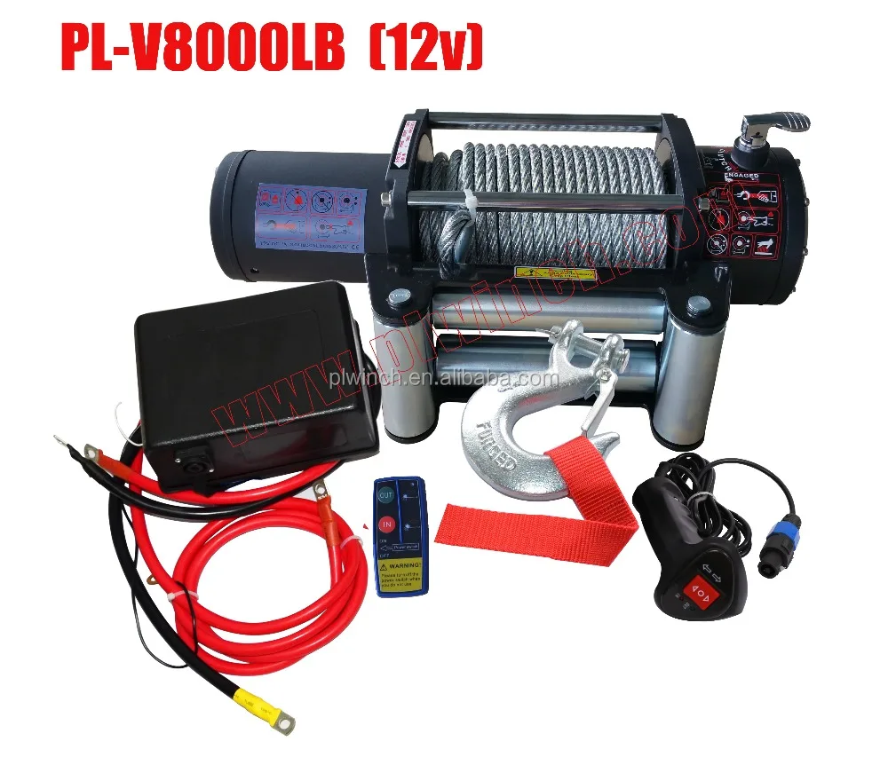 8000lb treuil off road winch 12 volt series wound motor with steel cable remote control