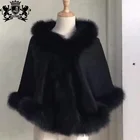 factory directly sale cheap price winter warm real fox fur collar cashmere shawl
