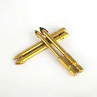 Titanium Coated Hex Shank Cross Carbide Tip Glass Drill Bit with Flute for Glass Ceramic Porcelain Tile Drilling