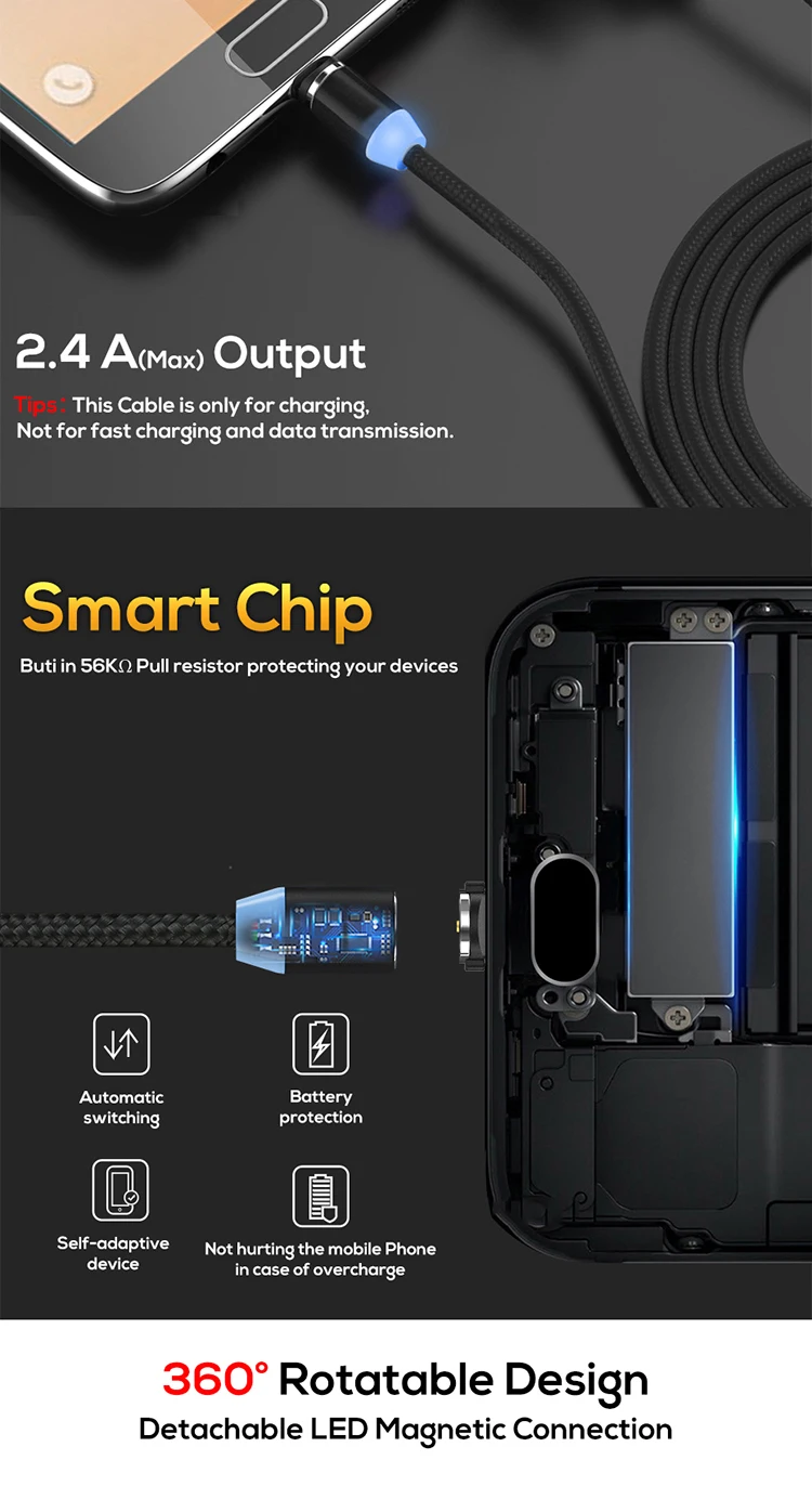 2018 Hot Sale Nylon Round Micro magnetic cable For Android Phone - ANKUX.COM