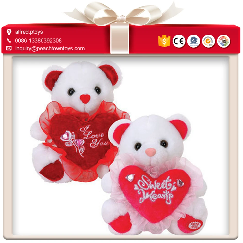 Sweet lover teddy bears valentines plush with heart