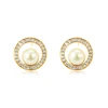E-870 xuping jewelry stainless steel studs 24k gold plated earring simple fashion style pearl earring for women