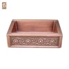 Classic Style Handmade Square Design Single Bowl Antique Copper Kitchen Basin Sink With Drain