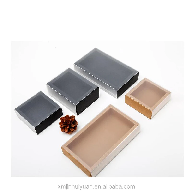 pvc frosted plastic drawer kraft paper box for bakery packaging
