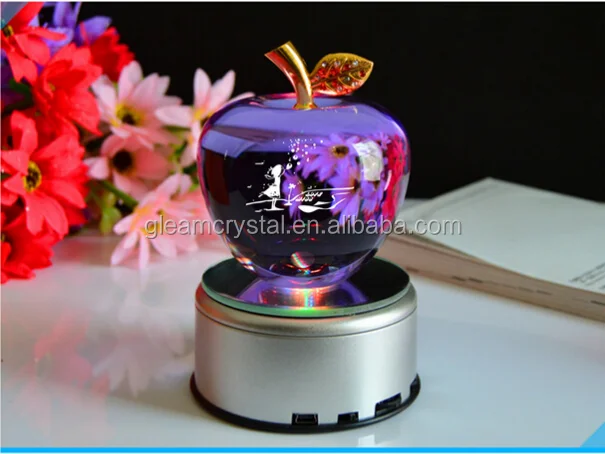natural color red glass crystal apple for christmas gifts