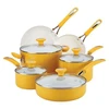 10pcs yellow aluminum ceramic cookware set