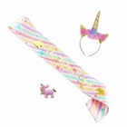 Unicorn Themed Kids Birthday Decorations Rainbow Sash and Headband Set