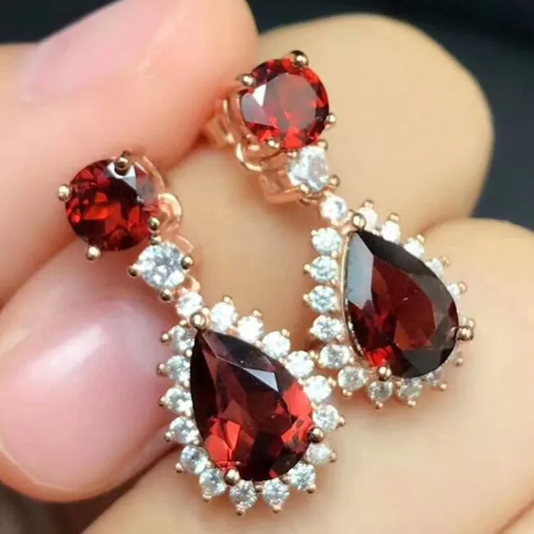 wholesale trendy fine jewelry red garnet natural gem stone 925 sterling silver wedding earrings for women
wholesale trendy fine jewelry red garnet natural gem stone 925 sterling silver wedding earrings for women