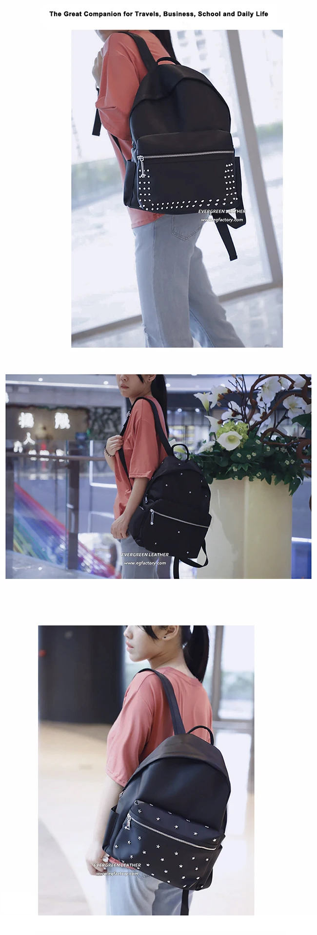 hot sale black pu leather fashion handbags backpack for women SH505