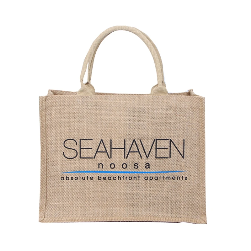 custom logo printing jute tote cotton and linen shopping bag