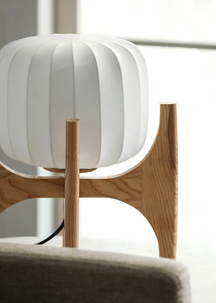 industrial style creative villa room decoration bedroom bedside white cloth wooden table lamp