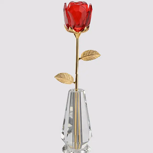 clear crystal colorful rose romantic crystal gift