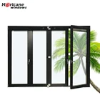 Aluminum glass panel accordion bifold folding door with built-in blinds