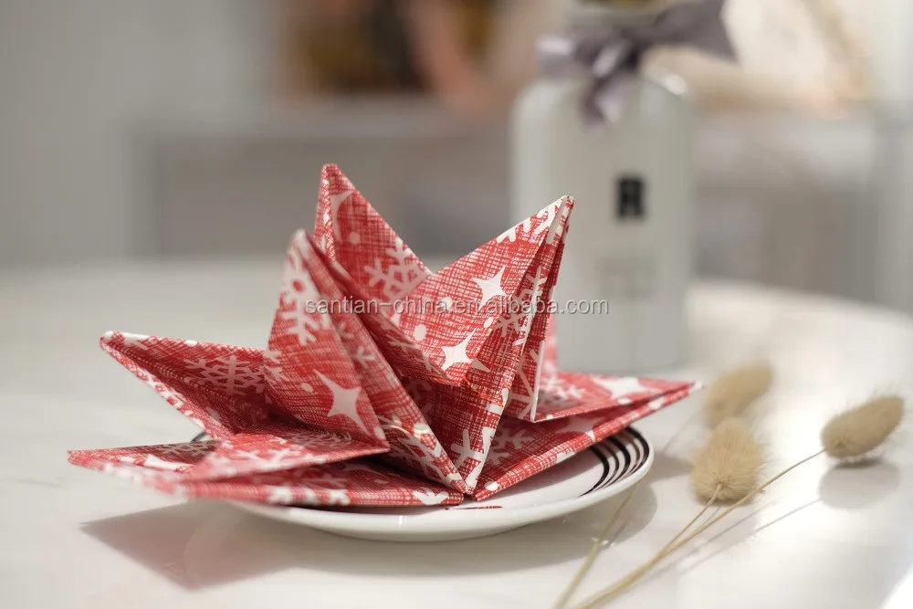 high quality snowflake pre folded paper napkins for christmas
