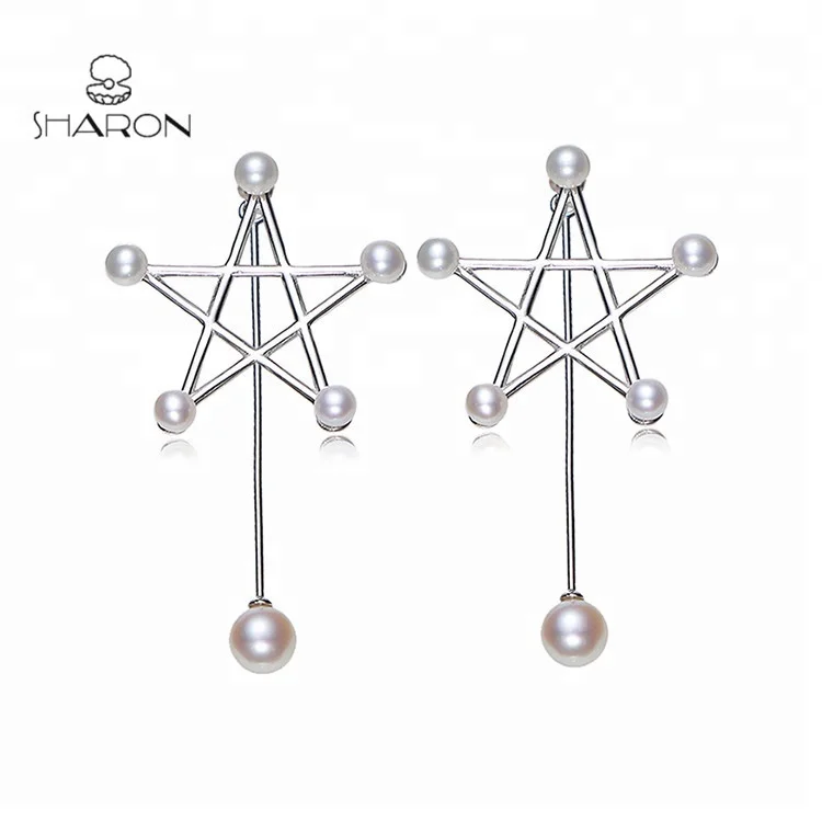 925 Sterling Silver Hollow Pentagram Hot Sale Natural Freshwater Pearl Earring, Silver/rose gold
925 Sterling Silver Hollow Pentagram Hot Sale Natural Freshwater Pearl Earring, Silver/rose gold