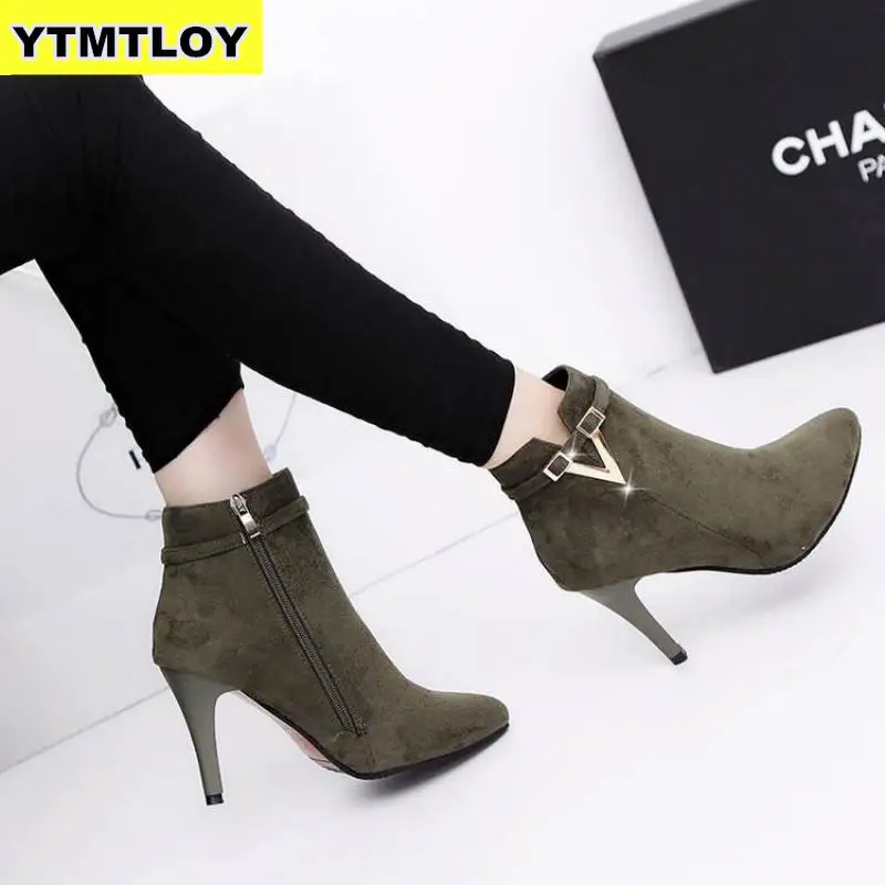 HOT Autumn Stiletto Thin High Heels Zipper Style Sexy Womens Boots Bota Feminina Pointed Toe Faux Leather Green Ankle Boot
HOT Autumn Stiletto Thin High Heels Zipper Style Sexy Womens Boots Bota Feminina Pointed Toe Faux Leather Green Ankle Boot
