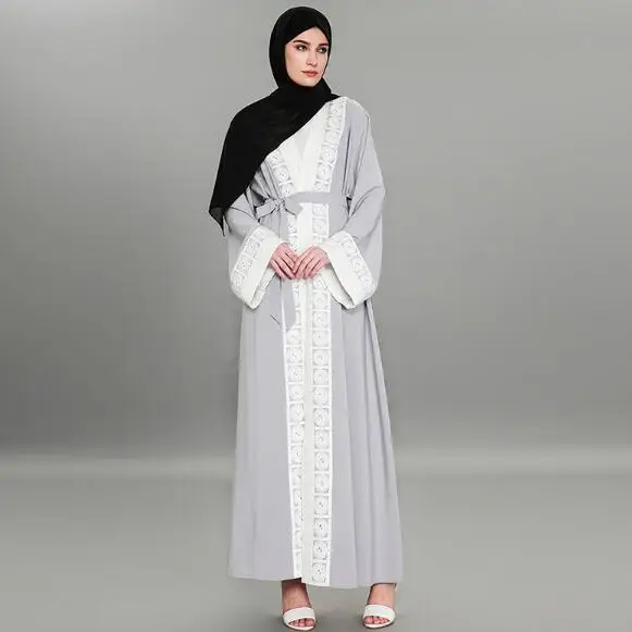 Lesbian gray elegant plus size muslim abaya