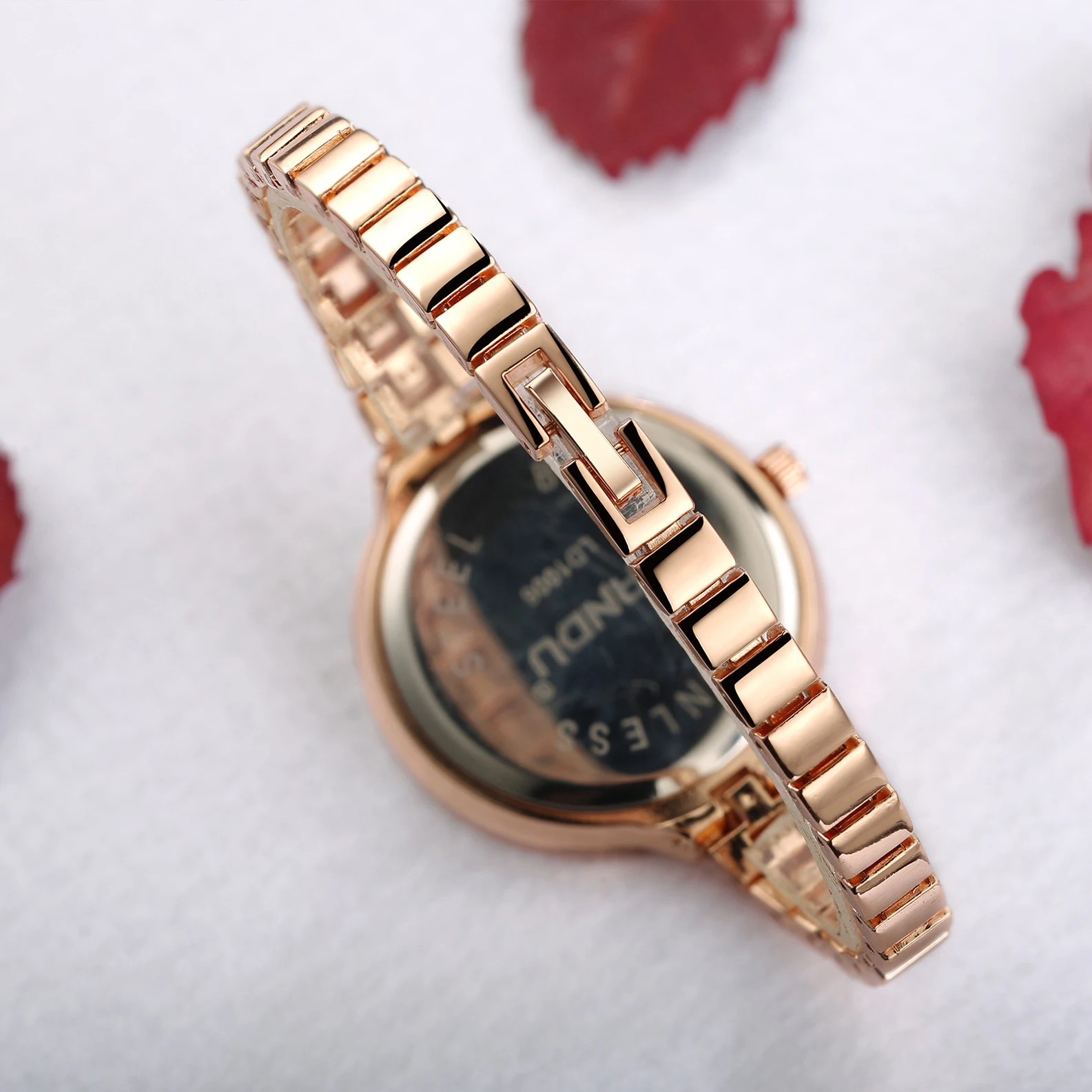 luxury rose gold crystal bangle bracelet watch gift set ladies