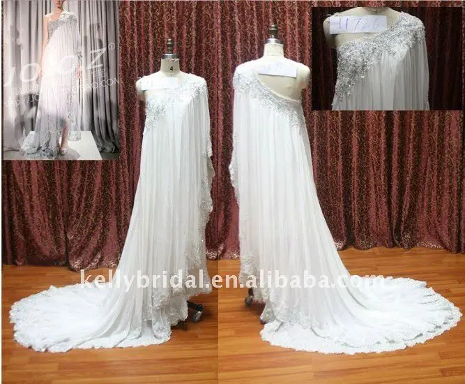 Exclusively One Shoulder Lace Beading Chiffon Bridal Wedding Dresses