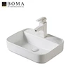 Oem Rectangular Handwash Vessel Bathroom Vanity Ceramic Basin Sink With Single Faucet Hole
