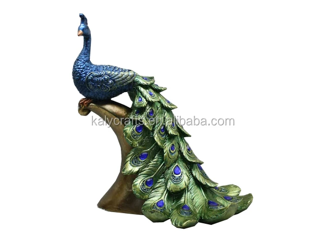 polyresin blue peacock home decorations gifts