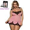 Hot Plus Size Wholesale Sheer Pink Lace Sexy Young Girls Babydoll