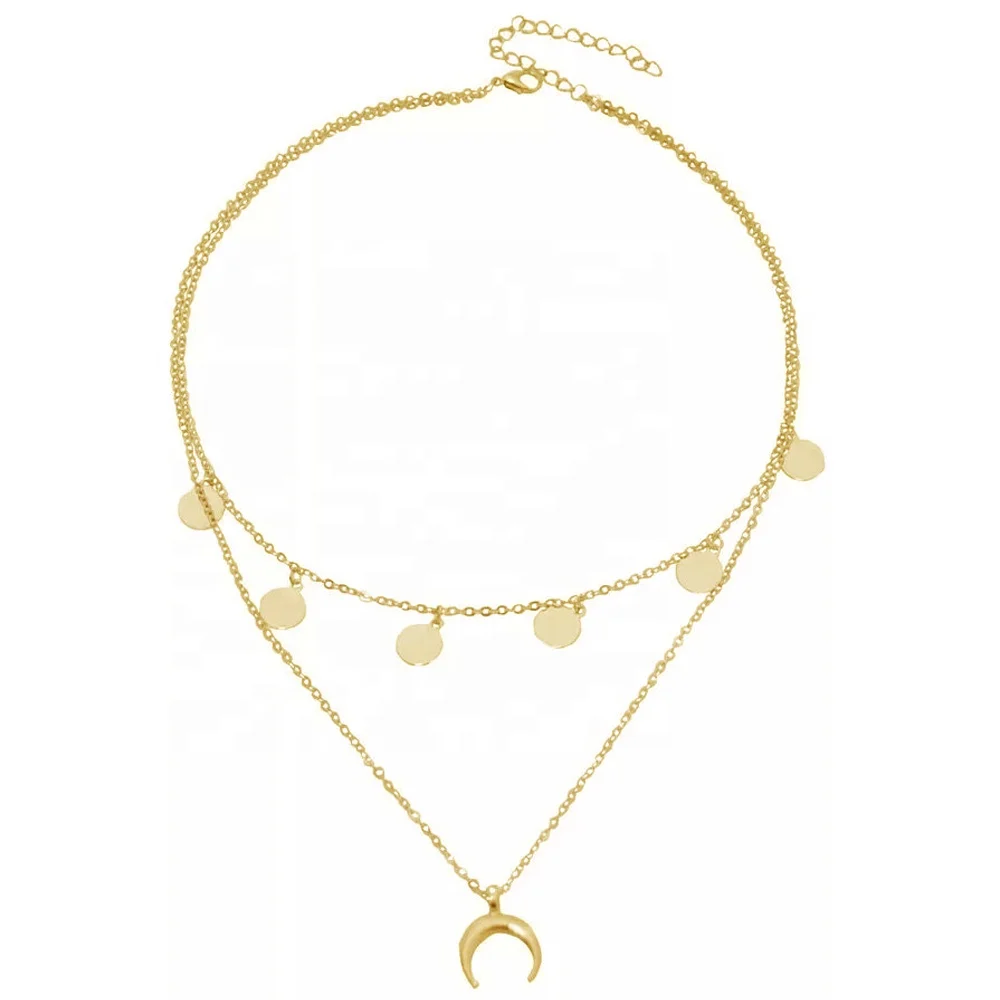 Stainless Steel Women Moon Pendant Double Layered Gold Chain Necklace, Steel;gold;rose gold
Stainless Steel Women Moon Pendant Double Layered Gold Chain Necklace, Steel;gold;rose gold