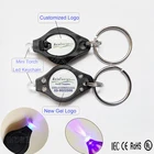Wholesale Currency Counterfeit Checker light up key chain/Mini UV Led Keychain Flashlights