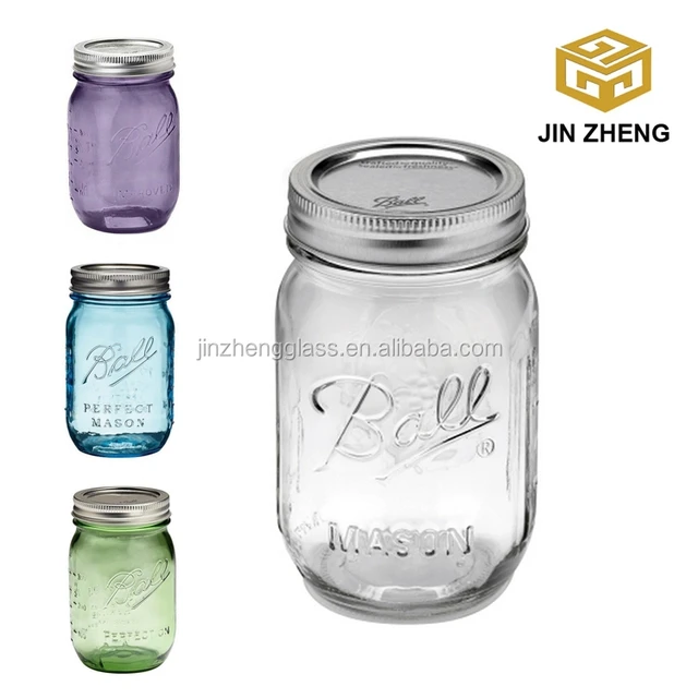 glass mason jar with tinlid,glass ball mason jar,glass jar 16oz