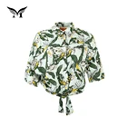 New pattern OEM half sleeve printed rayon fashion floral beach blouses ladies