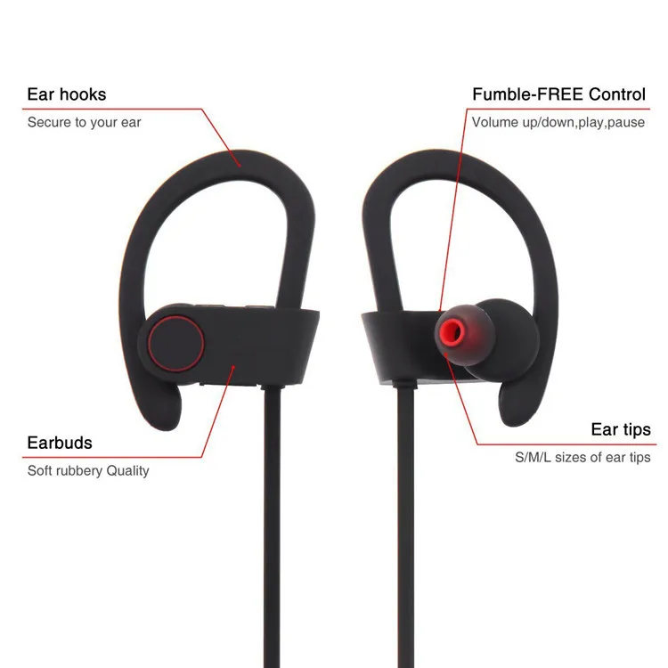 Running Sport V5.0 bass Bluetooth Earphone D20 QY7 U8 Wireless Stereo Earhook earphones wireless headset bluetooth - ANKUX.COM