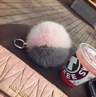Real Fox Fur Pompom Fur Ball Bag Charm Christmas Mixed Color Pom Pom Keychain