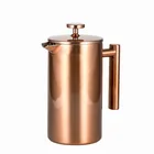 High Quality Copper Plated Double Wall Stainless Steel French Coffee Press